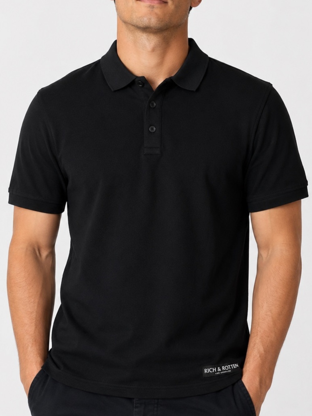 Rich & Rotten Los Angeles Men’s Black Polo Shirt Size Medium Streetwear new